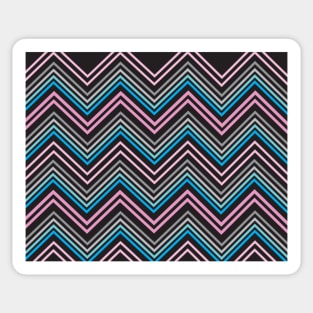 Turquoise Blue Pink Gray and Black Chevron Abstract Pattern Sticker